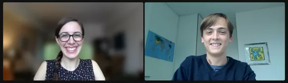 Screenshot: Elena and Niclas beim Zoom-Interview
